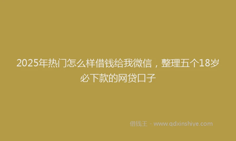 2025年热门怎么样借钱给我微信，整理五个18岁必下款的网贷口子