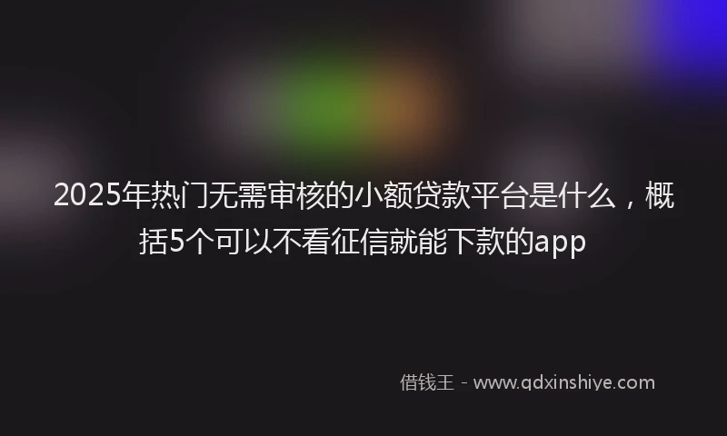 2025年热门无需审核的小额贷款平台是什么，概括5个可以不看征信就能下款的app