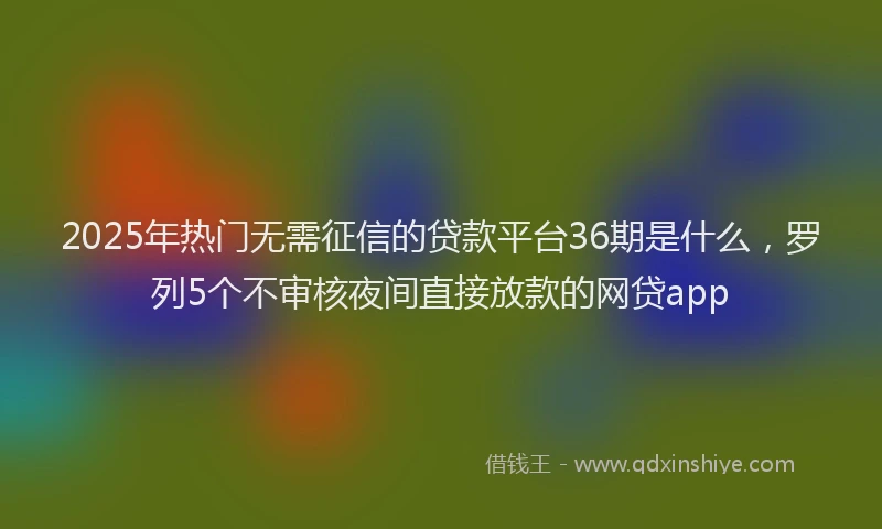 2025年热门无需征信的贷款平台36期是什么，罗列5个不审核夜间直接放款的网贷app