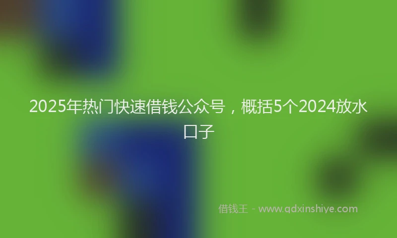 2025年热门快速借钱公众号，概括5个2024放水口子