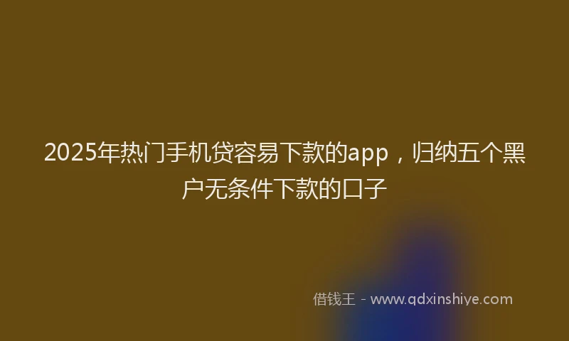 2025年热门手机贷容易下款的app，归纳五个黑户无条件下款的口子