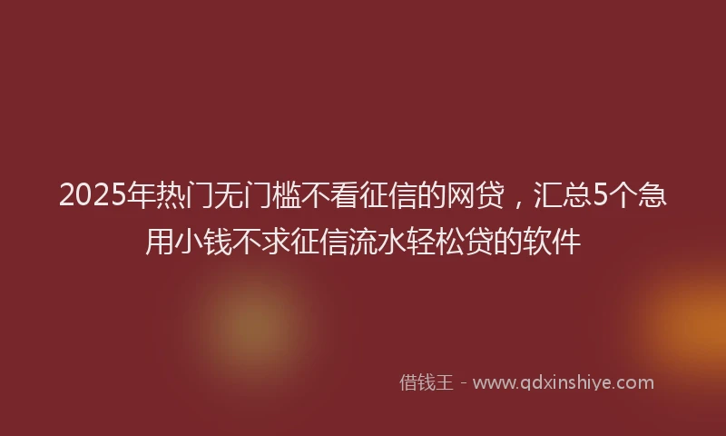 2025年热门无门槛不看征信的网贷，汇总5个急用小钱不求征信流水轻松贷的软件
