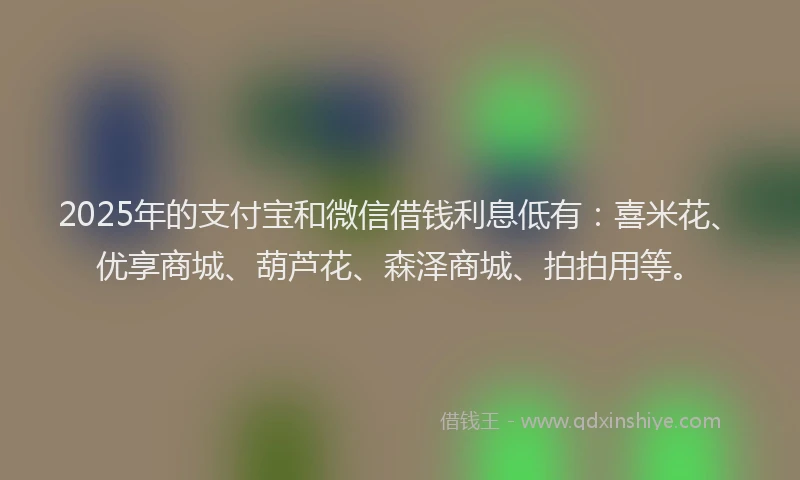 2025年的支付宝和微信借钱利息低有：喜米花、优享商城、葫芦花、森泽商城、拍拍用等。