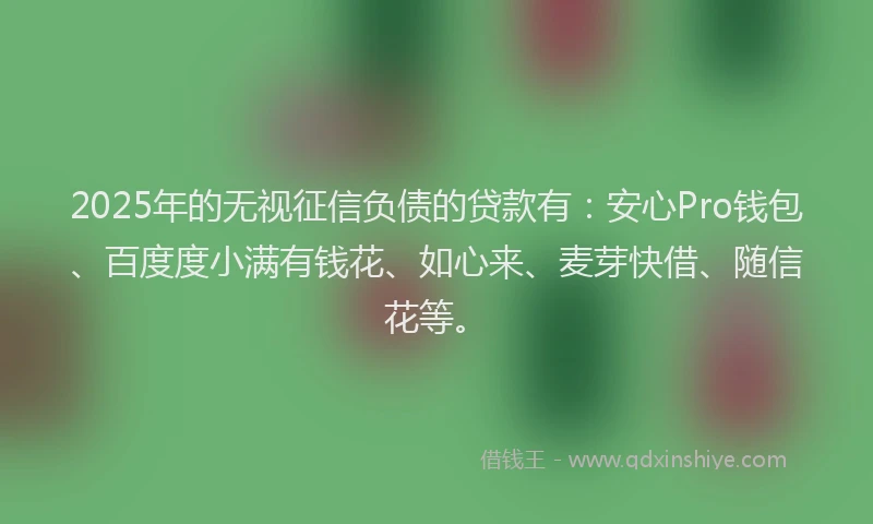 2025年的无视征信负债的贷款有：安心Pro钱包、百度度小满有钱花、如心来、麦芽快借、随信花等。