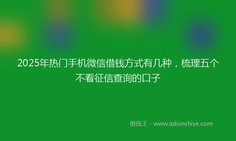 2025年热门手机微信借钱方式有几种，梳理五个不看征信查询的口子