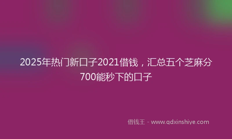 2025年热门新口子2021借钱，汇总五个芝麻分700能秒下的口子