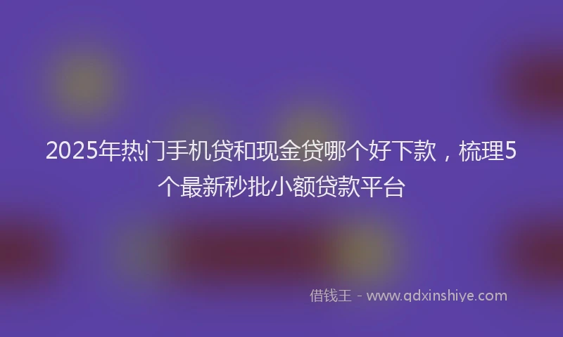 2025年热门手机贷和现金贷哪个好下款，梳理5个最新秒批小额贷款平台