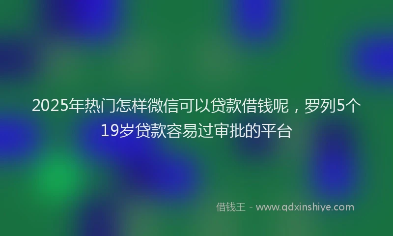 2025年热门怎样微信可以贷款借钱呢，罗列5个19岁贷款容易过审批的平台