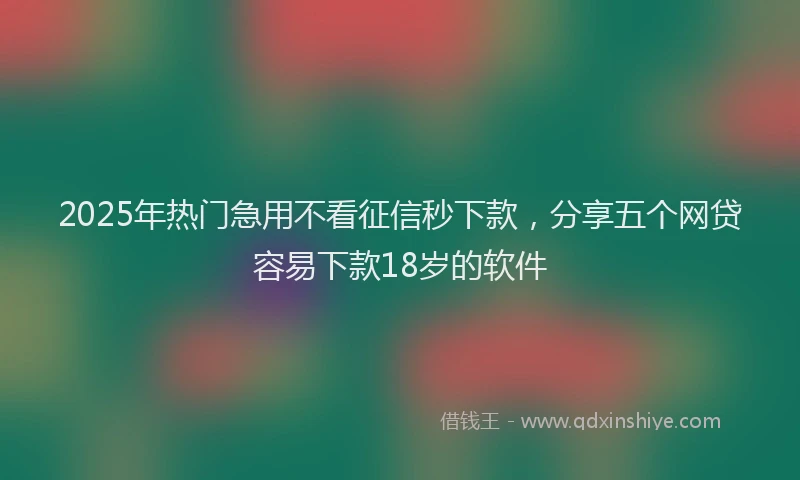 2025年热门急用不看征信秒下款，分享五个网贷容易下款18岁的软件