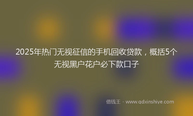 2025年热门无视征信的手机回收贷款，概括5个无视黑户花户必下款口子
