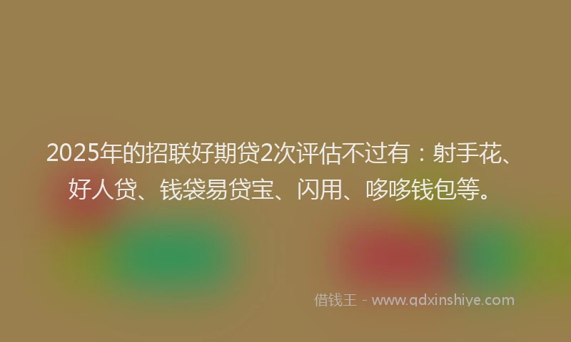 2025年的招联好期贷2次评估不过有：射手花、好人贷、钱袋易贷宝、闪用、哆哆钱包等。