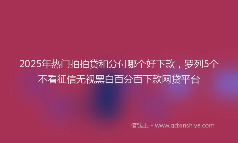 2025年热门拍拍贷和分付哪个好下款，罗列5个不看征信无视黑白百分百下款网贷平台