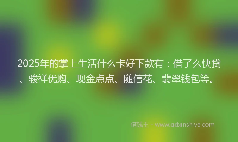 2025年的掌上生活什么卡好下款有：借了么快贷、骏祥优购、现金点点、随信花、翡翠钱包等。