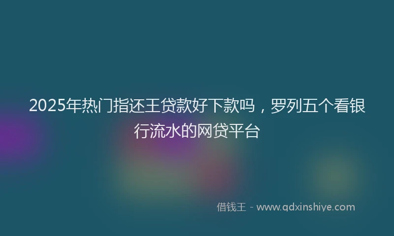 2025年热门指还王贷款好下款吗，罗列五个看银行流水的网贷平台
