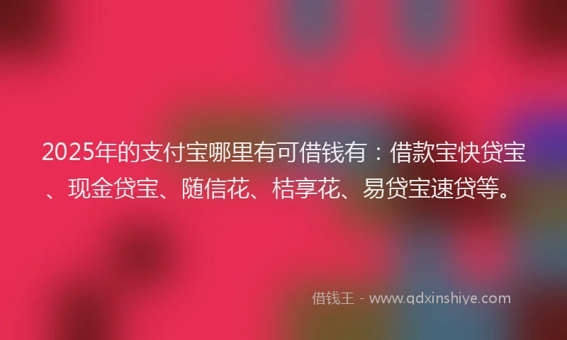 2025年的支付宝哪里有可借钱有：借款宝快贷宝、现金贷宝、随信花、桔享花、易贷宝速贷等。