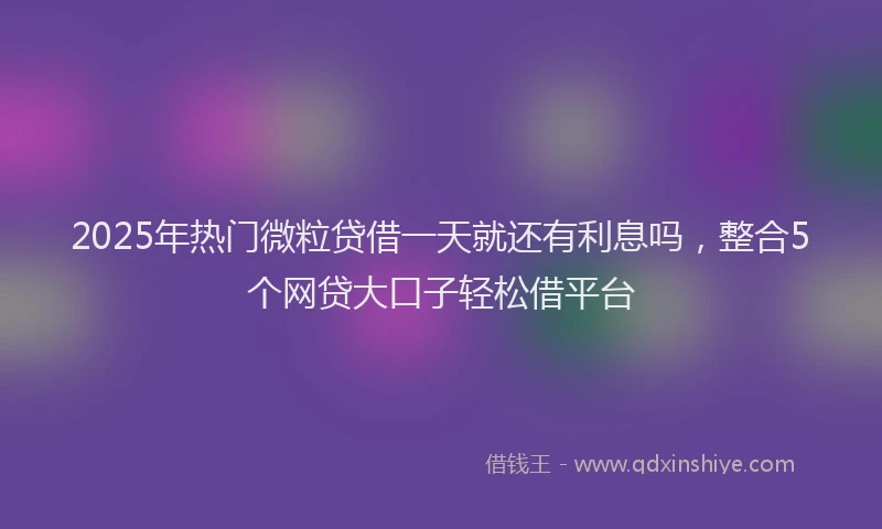 2025年热门微粒贷借一天就还有利息吗，整合5个网贷大口子轻松借平台
