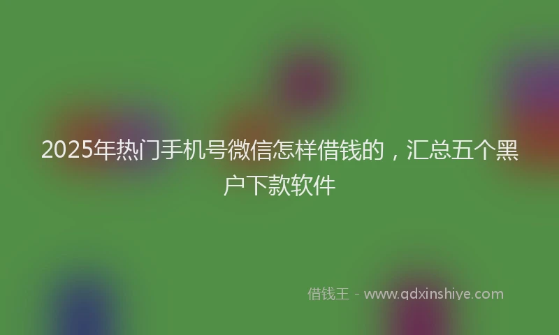 2025年热门手机号微信怎样借钱的，汇总五个黑户下款软件