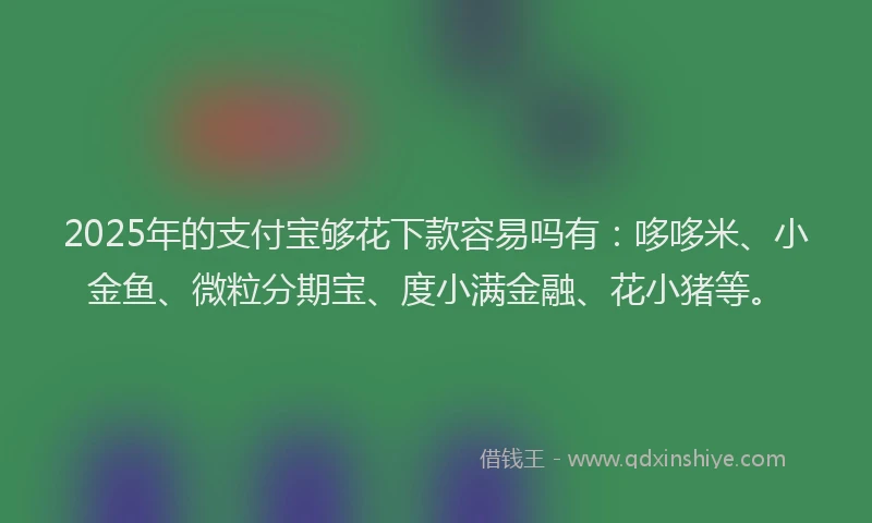 2025年的支付宝够花下款容易吗有：哆哆米、小金鱼、微粒分期宝、度小满金融、花小猪等。