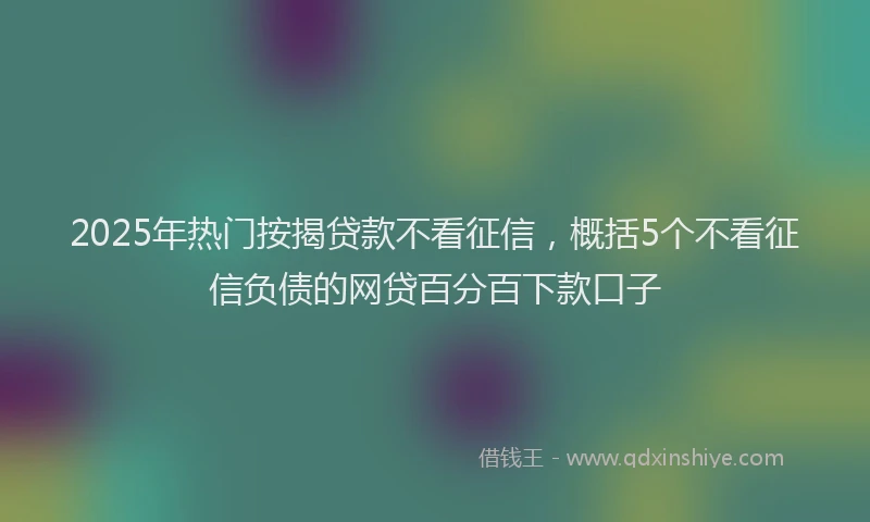 2025年热门按揭贷款不看征信，概括5个不看征信负债的网贷百分百下款口子
