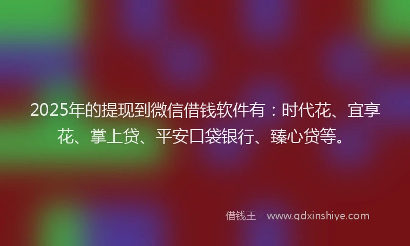 2025年的提现到微信借钱软件有：时代花、宜享花、掌上贷、平安口袋银行、臻心贷等。
