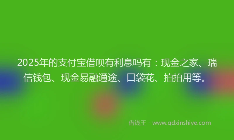 2025年的支付宝借呗有利息吗有：现金之家、瑞信钱包、现金易融通途、口袋花、拍拍用等。