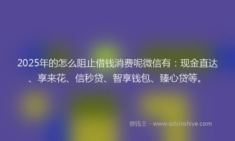 2025年的怎么阻止借钱消费呢微信有：现金直达、享来花、信秒贷、智享钱包、臻心贷等。
