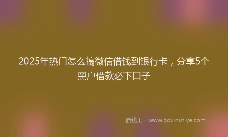 2025年热门怎么搞微信借钱到银行卡，分享5个黑户借款必下口子