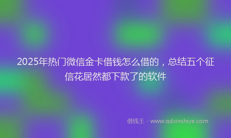 2025年热门微信金卡借钱怎么借的，总结五个征信花居然都下款了的软件