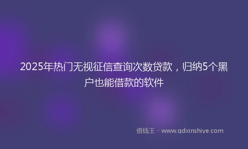 2025年热门无视征信查询次数贷款，归纳5个黑户也能借款的软件