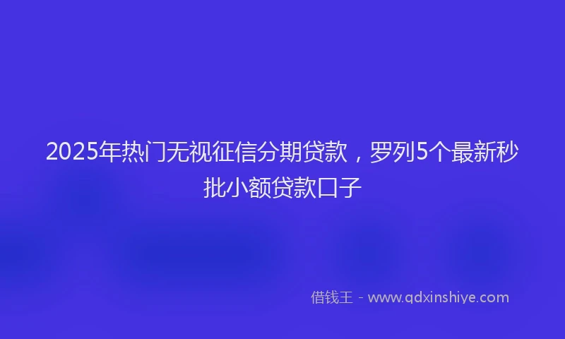 2025年热门无视征信分期贷款，罗列5个最新秒批小额贷款口子
