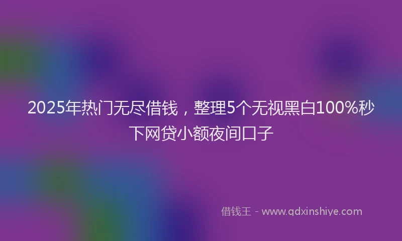 2025年热门无尽借钱，整理5个无视黑白100%秒下网贷小额夜间口子