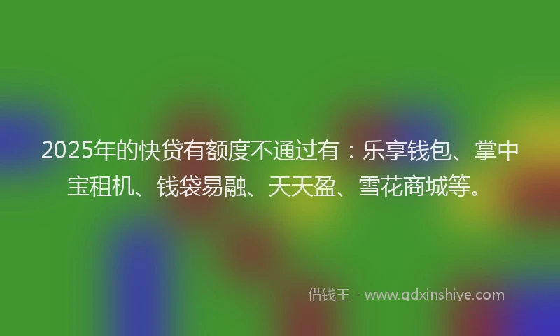 2025年的快贷有额度不通过有：乐享钱包、掌中宝租机、钱袋易融、天天盈、雪花商城等。