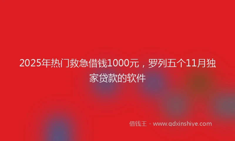 2025年热门救急借钱1000元，罗列五个11月独家贷款的软件