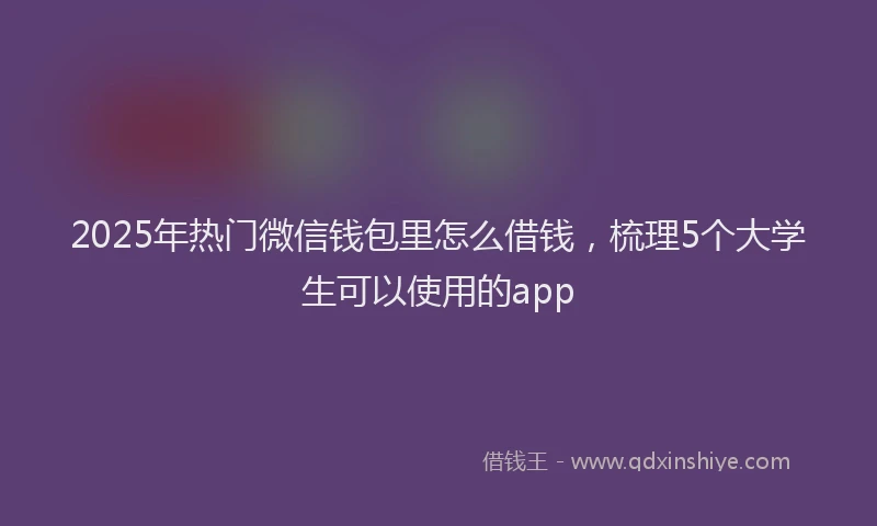 2025年热门微信钱包里怎么借钱，梳理5个大学生可以使用的app