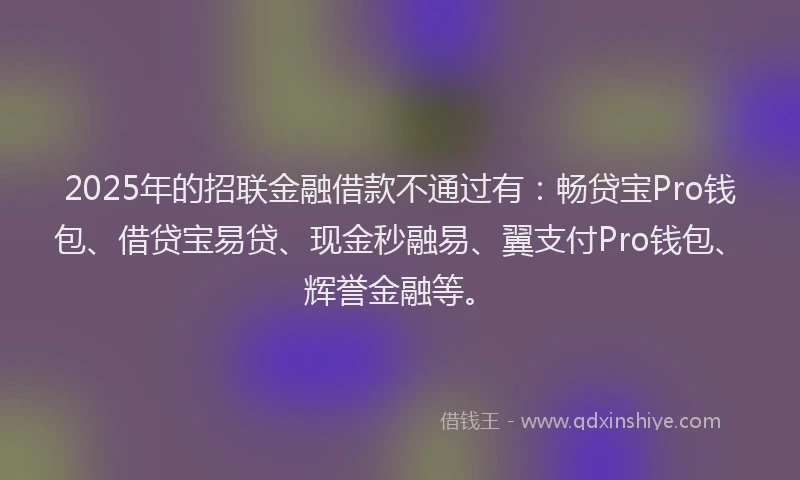 2025年的招联金融借款不通过有：畅贷宝Pro钱包、借贷宝易贷、现金秒融易、翼支付Pro钱包、辉誉金融等。