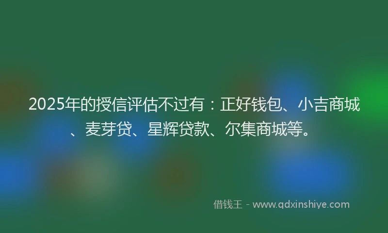 2025年的授信评估不过有：正好钱包、小吉商城、麦芽贷、星辉贷款、尔集商城等。