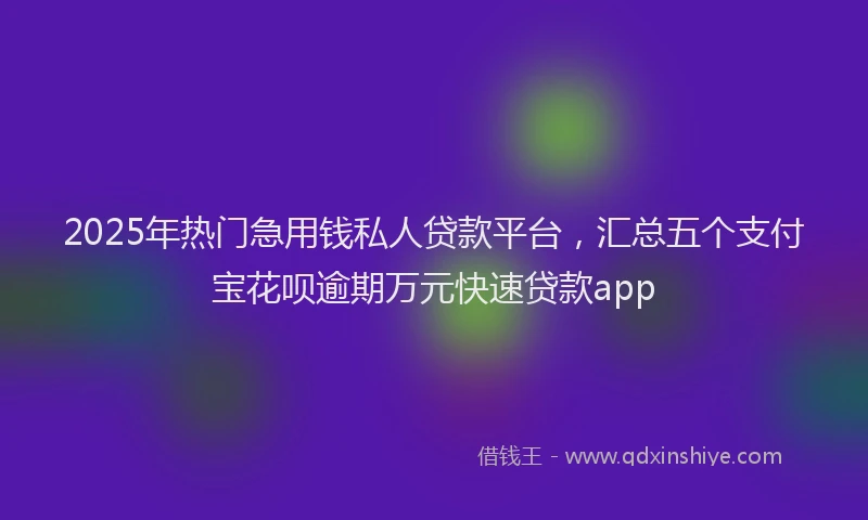 2025年热门急用钱私人贷款平台，汇总五个支付宝花呗逾期万元快速贷款app