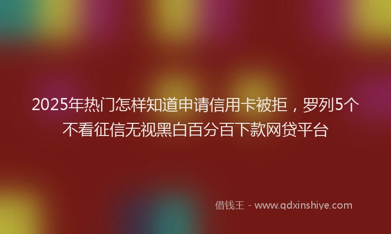 2025年热门怎样知道申请信用卡被拒，罗列5个不看征信无视黑白百分百下款网贷平台