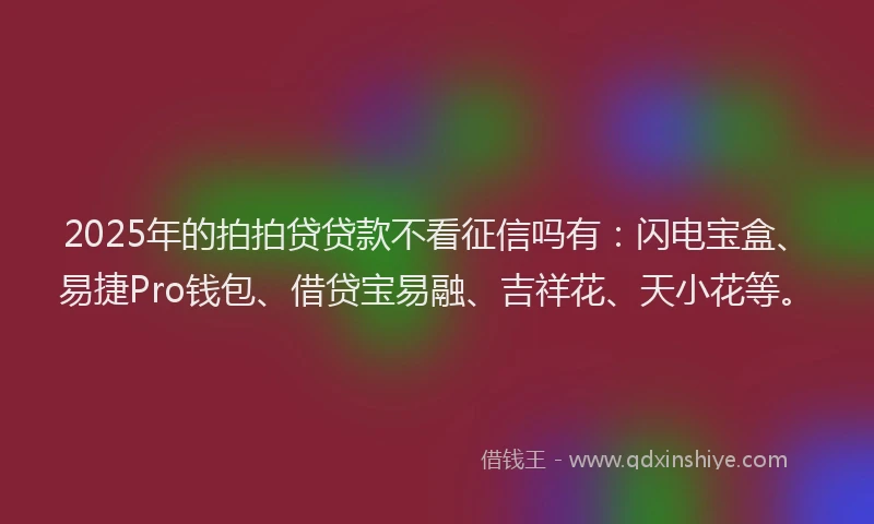 2025年的拍拍贷贷款不看征信吗有：闪电宝盒、易捷Pro钱包、借贷宝易融、吉祥花、天小花等。