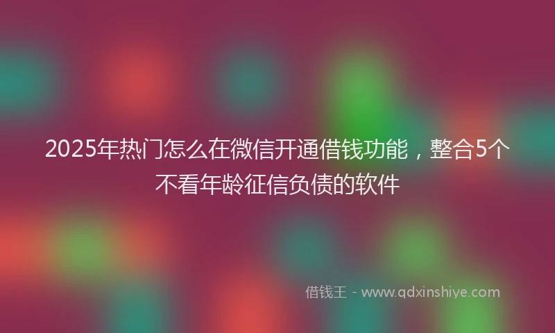 2025年热门怎么在微信开通借钱功能，整合5个不看年龄征信负债的软件