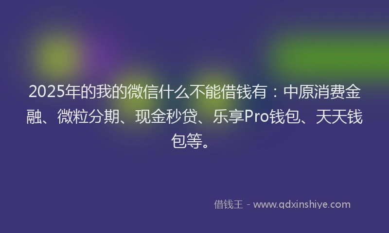 2025年的我的微信什么不能借钱有：中原消费金融、微粒分期、现金秒贷、乐享Pro钱包、天天钱包等。