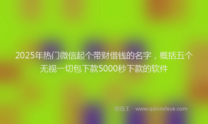 2025年热门微信起个带财借钱的名字，概括五个无视一切包下款5000秒下款的软件
