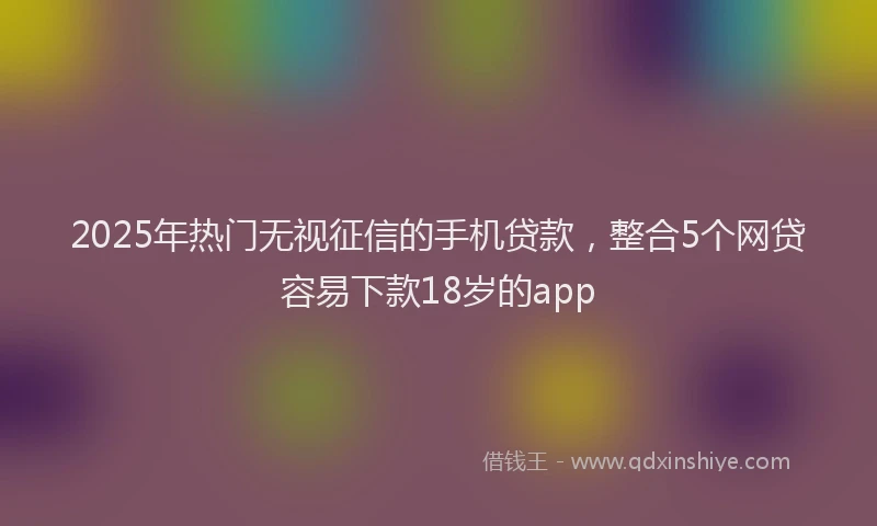 2025年热门无视征信的手机贷款，整合5个网贷容易下款18岁的app