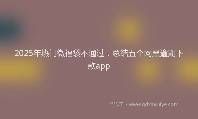 2025年热门微福袋不通过，总结五个网黑逾期下款app