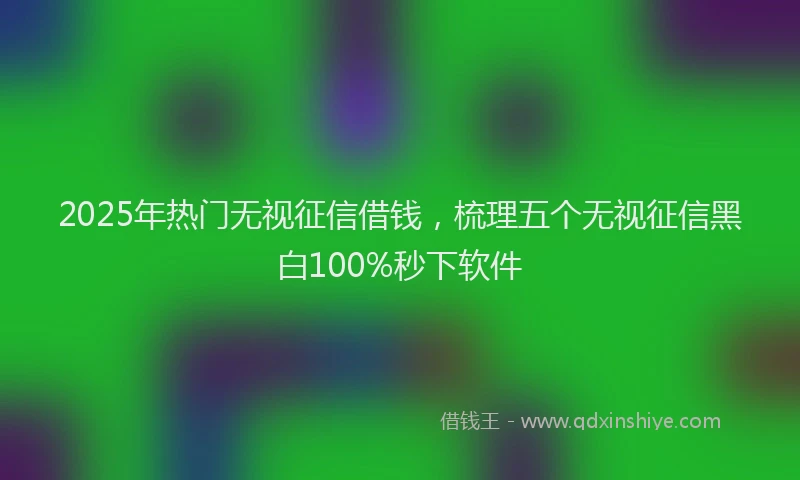 2025年热门无视征信借钱，梳理五个无视征信黑白100%秒下软件