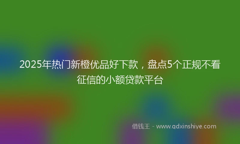 2025年热门新橙优品好下款，盘点5个正规不看征信的小额贷款平台
