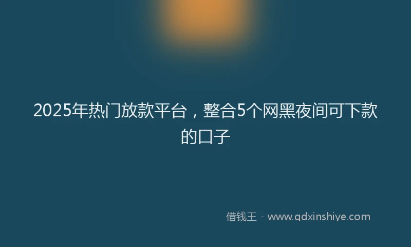 2025年热门放款平台，整合5个网黑夜间可下款的口子