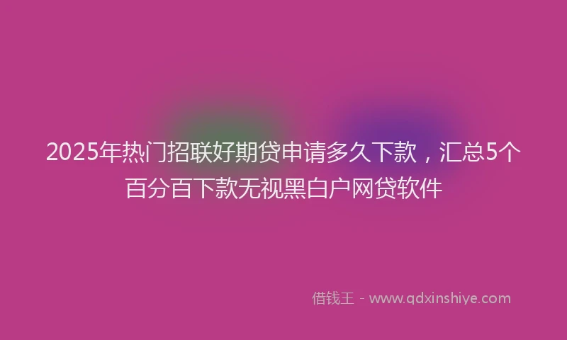 2025年热门招联好期贷申请多久下款，汇总5个百分百下款无视黑白户网贷软件