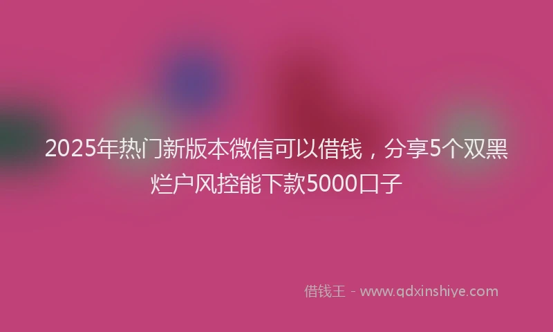 2025年热门新版本微信可以借钱，分享5个双黑烂户风控能下款5000口子