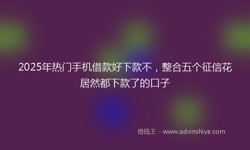 2025年热门手机借款好下款不，整合五个征信花居然都下款了的口子